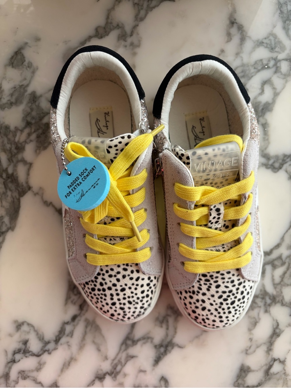 Vintage Havana Kids Sneakers - glitter and real calf hair